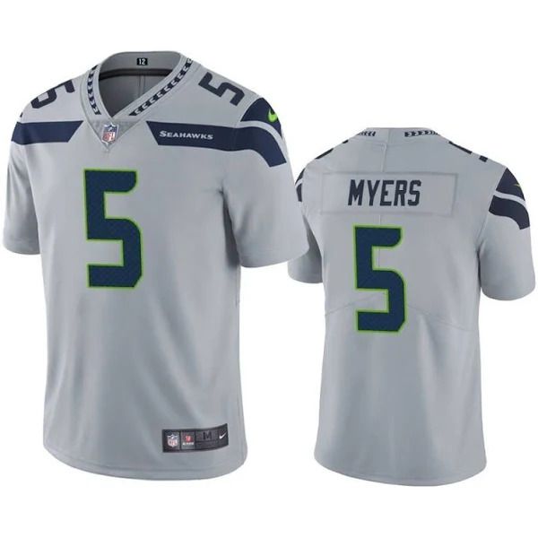 Men Seattle Seahawks 5 Jason Myers Nike Grey Vapor Limited NFL Jersey
